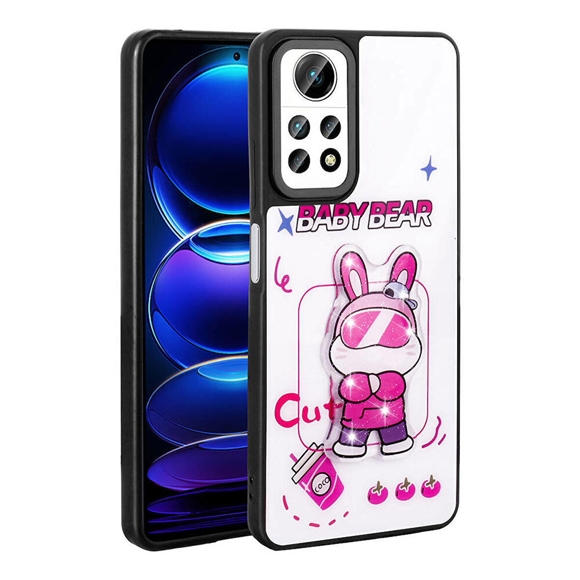 Xiaomi Redmi Note 12 Pro 4G ile Uyumlu Kılıf Parlayan Kabartmalı İkonik Figürlü Silikon Kapak