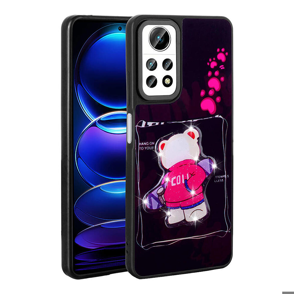 Xiaomi Redmi Note 12 Pro 4G ile Uyumlu Kılıf Parlayan Kabartmalı İkonik Figürlü Silikon Kapak