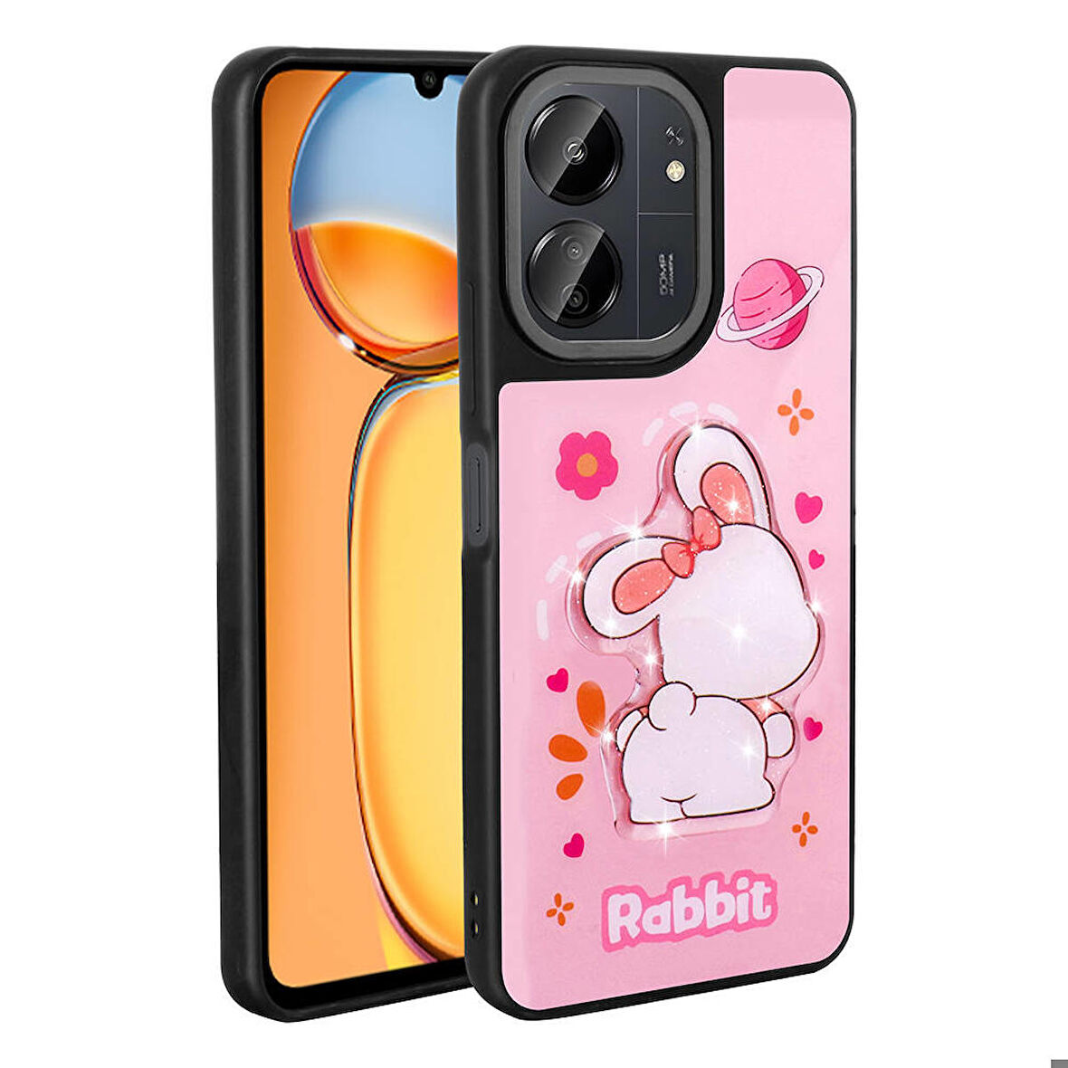 Xiaomi Poco C65 ile Uyumlu Kılıf Parlayan Kabartmalı İkonik Figürlü Silikon Kapak