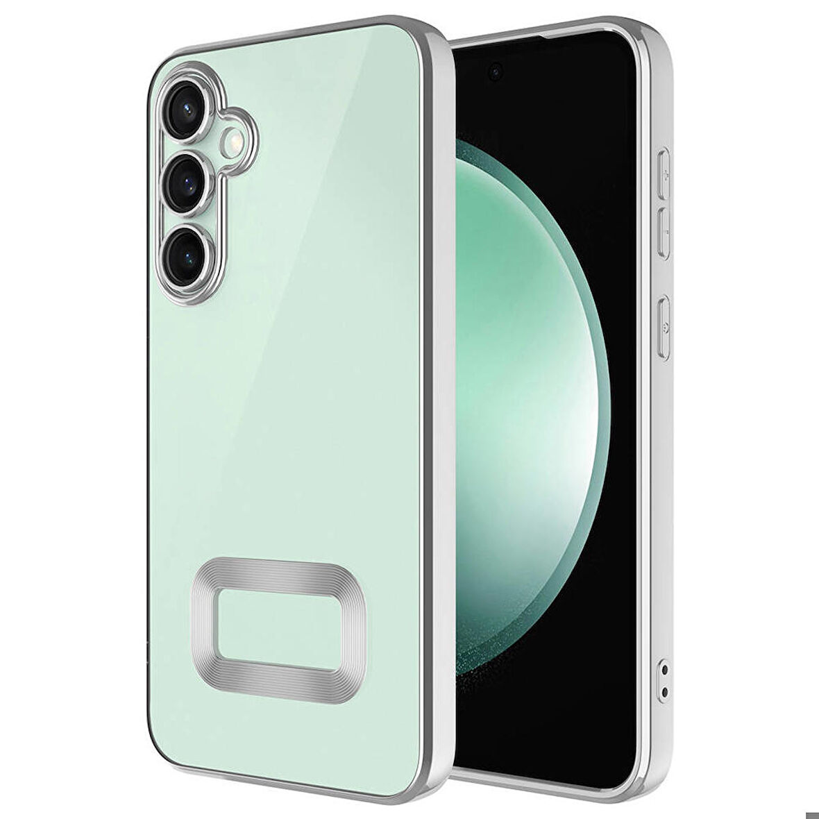Samsung Galaxy A35 Uyumlu Kılıf Şeffaf Logo Gösteren Parlak Renkli Kenar Telefon Kılıfı Kapak
