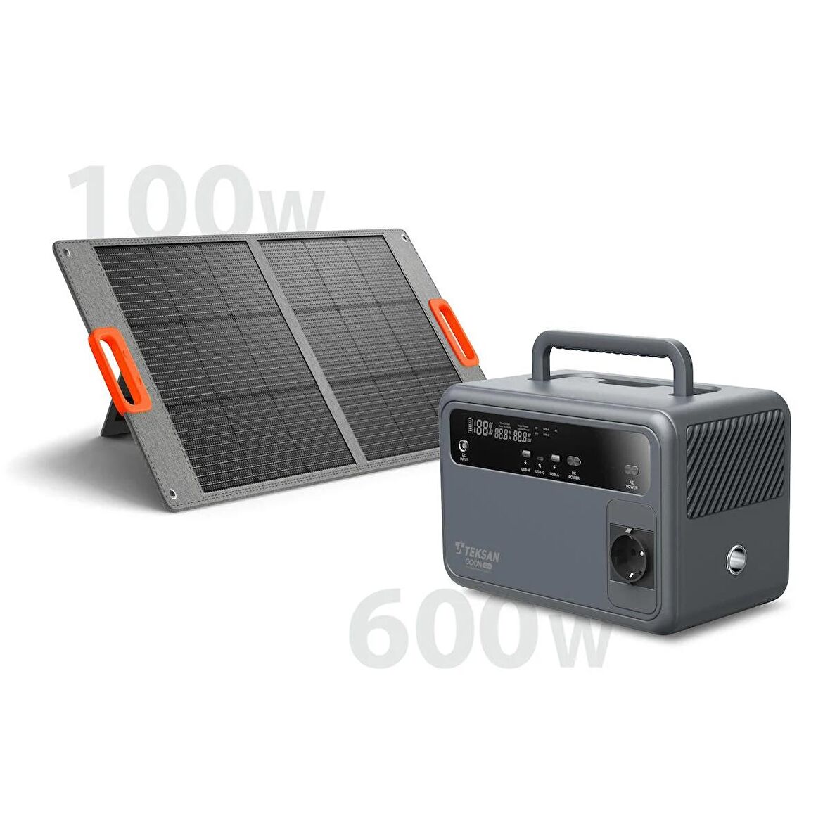 GO ON 600W Taşınabilir Güç İstasyonu ve 100W Güneş Paneli Paketi