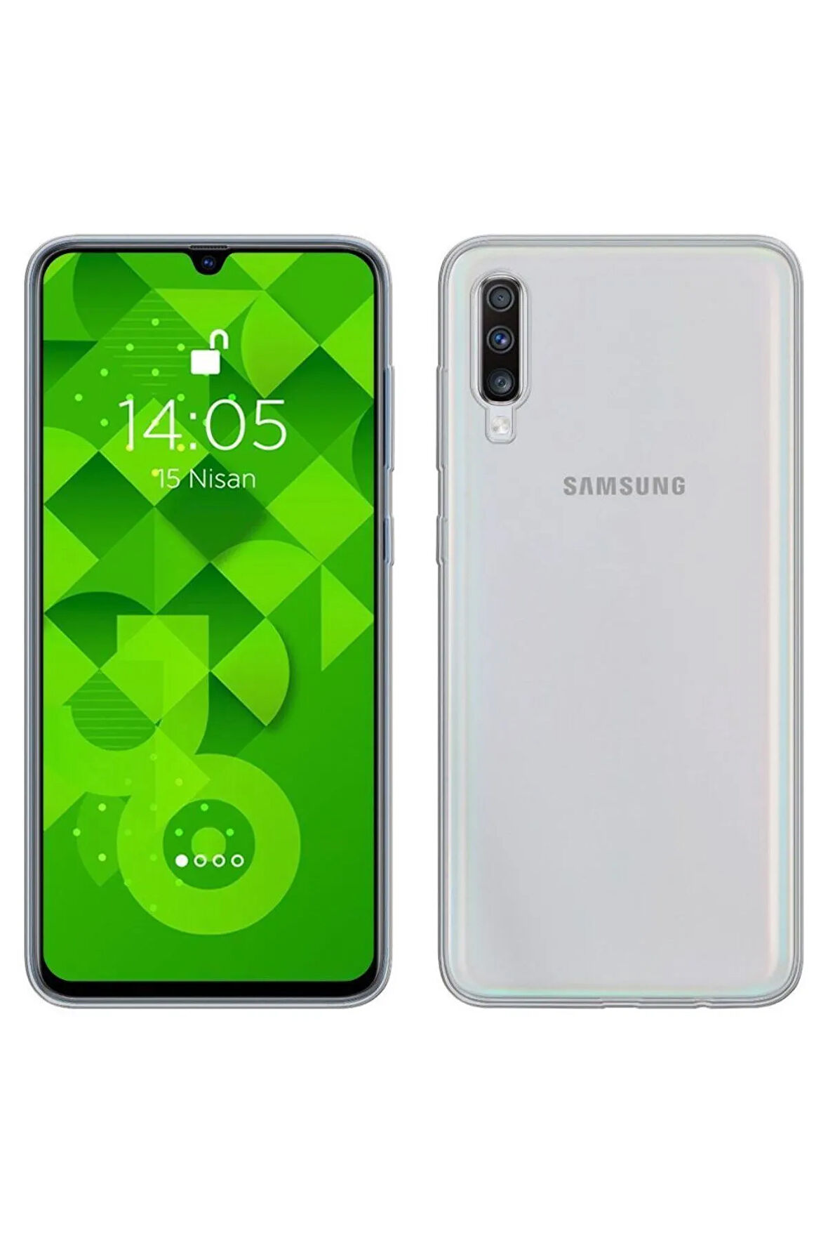 Galaxy A70 Uyumlu Kırılmaz Cam Ekran Koruyucu Extra Darbe Emici + Silikon Kılıf 2'li Paket