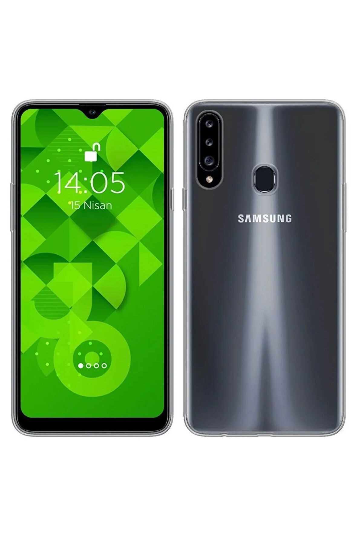 Samsung Galaxy A20 Uyumlu Kırılmaz Cam Temperli Ekran Koruyucu + Silikon Kılıf 2'li Paket