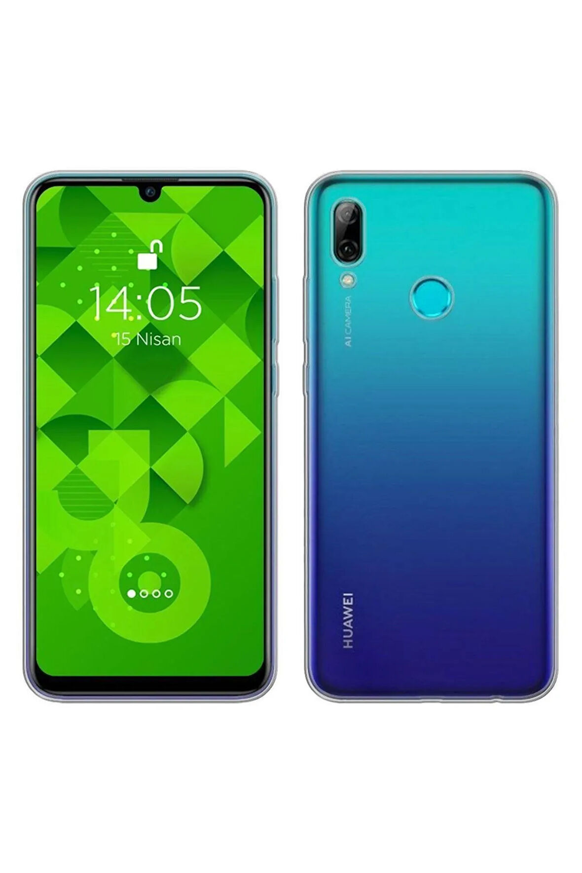 Huawei P Smart 2019 Uyumlu Kırılmaz Cam Tam Kaplayan Ekran Koruyucu + Silikon Kılıf 2'li Paket
