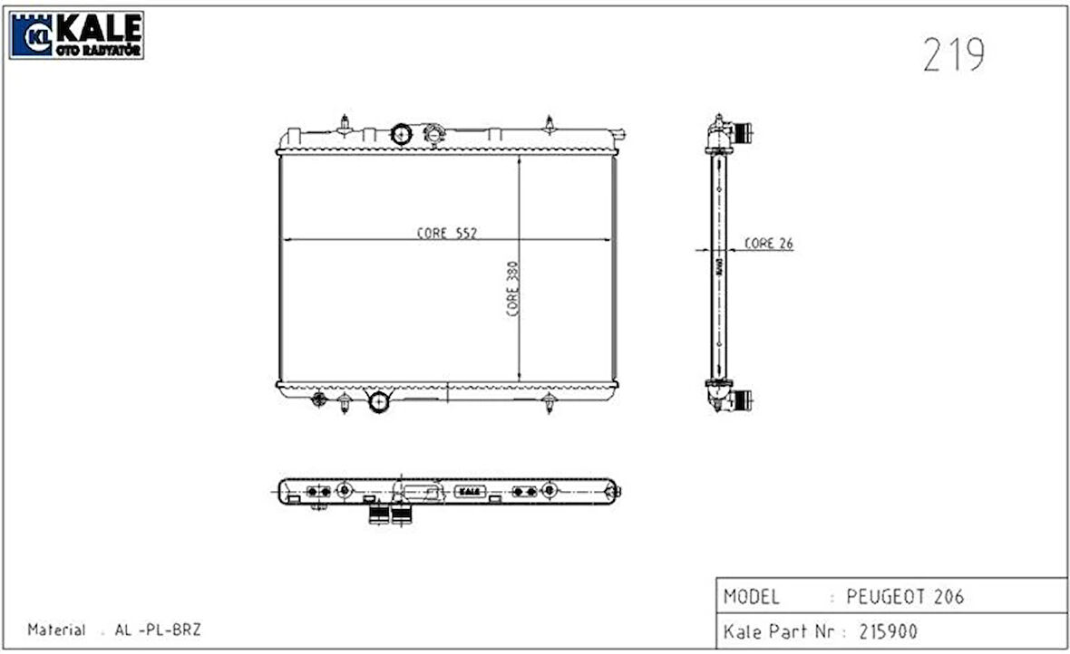 RADYATÖR P206 2.0 HDİ 1 SIRA ALB SİSTEM 1330 40 1330 B0 1330 53