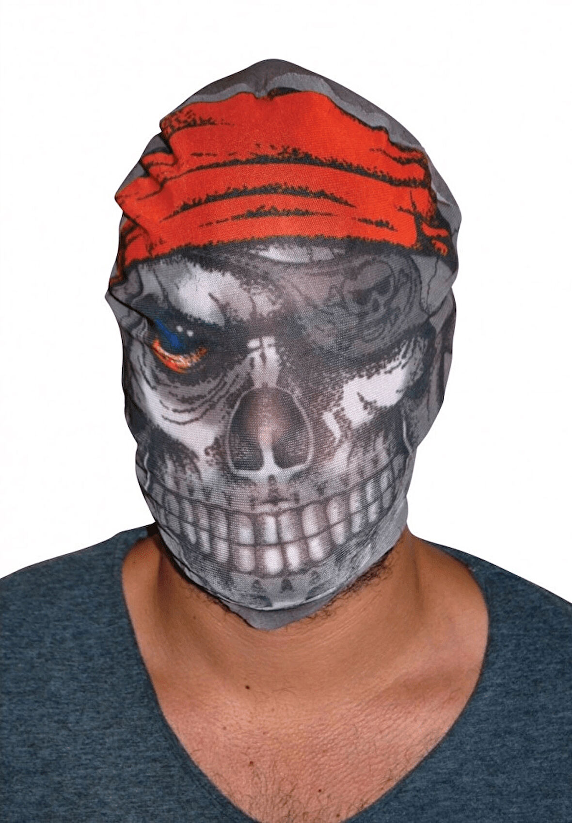 Kafaya Tam Geçmeli Bez Korsan Maskesi - Streç Korku Maskesi - 3d Baskılı Maske Model 4 - Lisinya