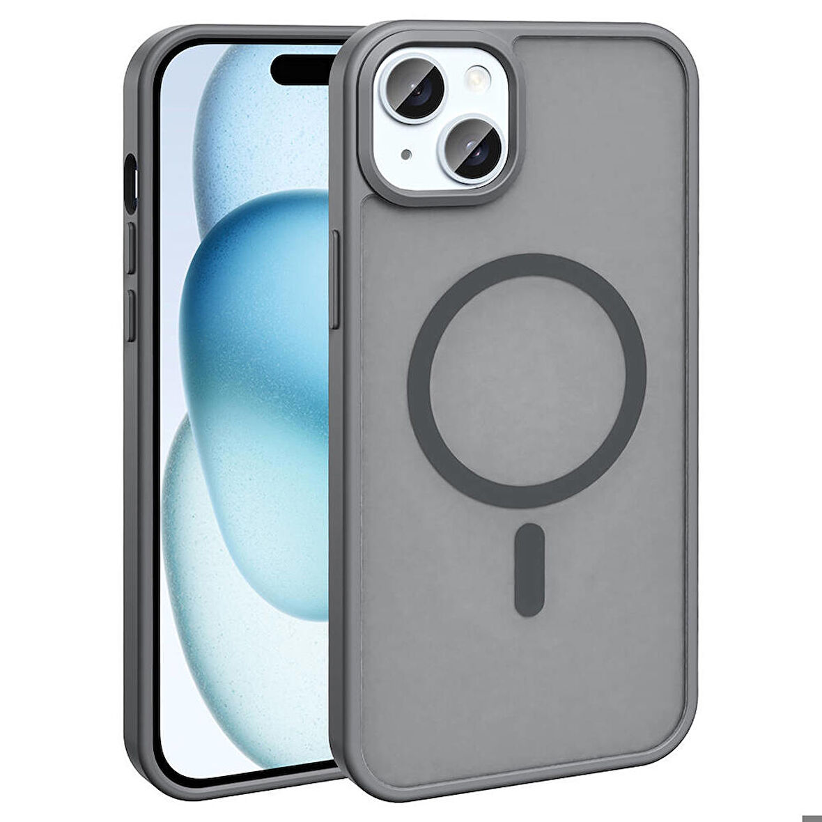 Apple iPhone 14 ile Uyumlu Kılıf Magsafe Şarj Özellikli Mat Arka Yüzeyli Kapak