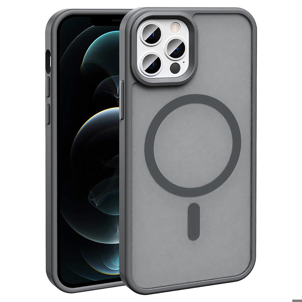 Apple iPhone 12 Pro ile Uyumlu Kılıf Magsafe Şarj Özellikli Mat Arka Yüzeyli Kapak
