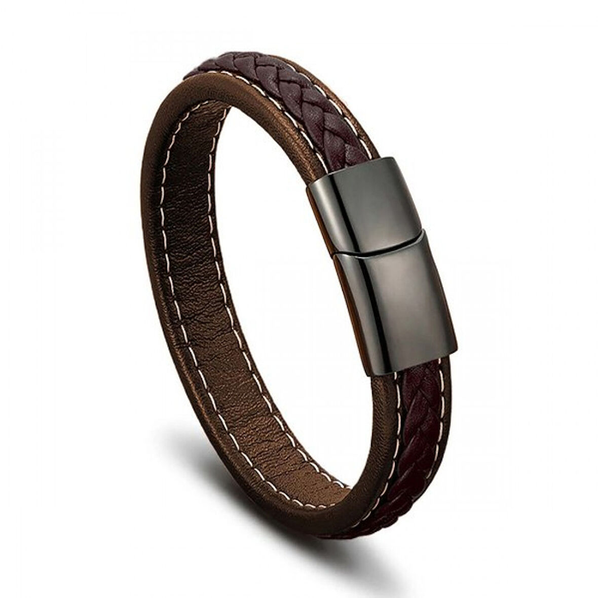   Kahve & Kahve Saç Örgülü Deri Ve Çelik Bileklik 31833B8D1 