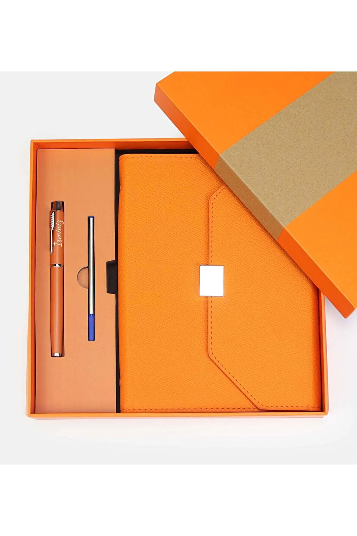 Turuncu Kutulu Defter Kalem Seti