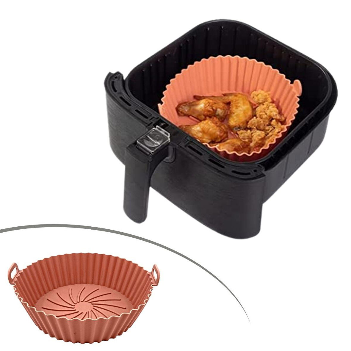 Calais® Renkli Isıya Dayanıklı Yıkanılabilir Silikon Fırın Ve Airfryer Yuvarlak Model Pişirme Matı 20 Cm