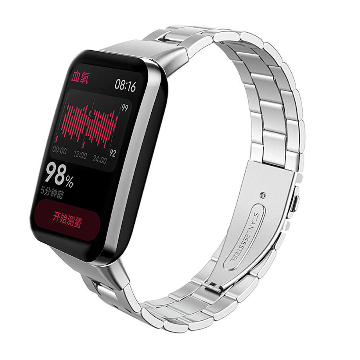 Xiaomi Mi Band 7 Pro ile Uyumlu Bakla İşlemeli Metal Kordon