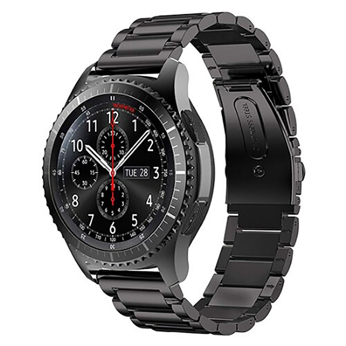 Samsung Galaxy Watch 46mm ile Uyumlu Bakla İşlemeli 22mm Metal Kordon