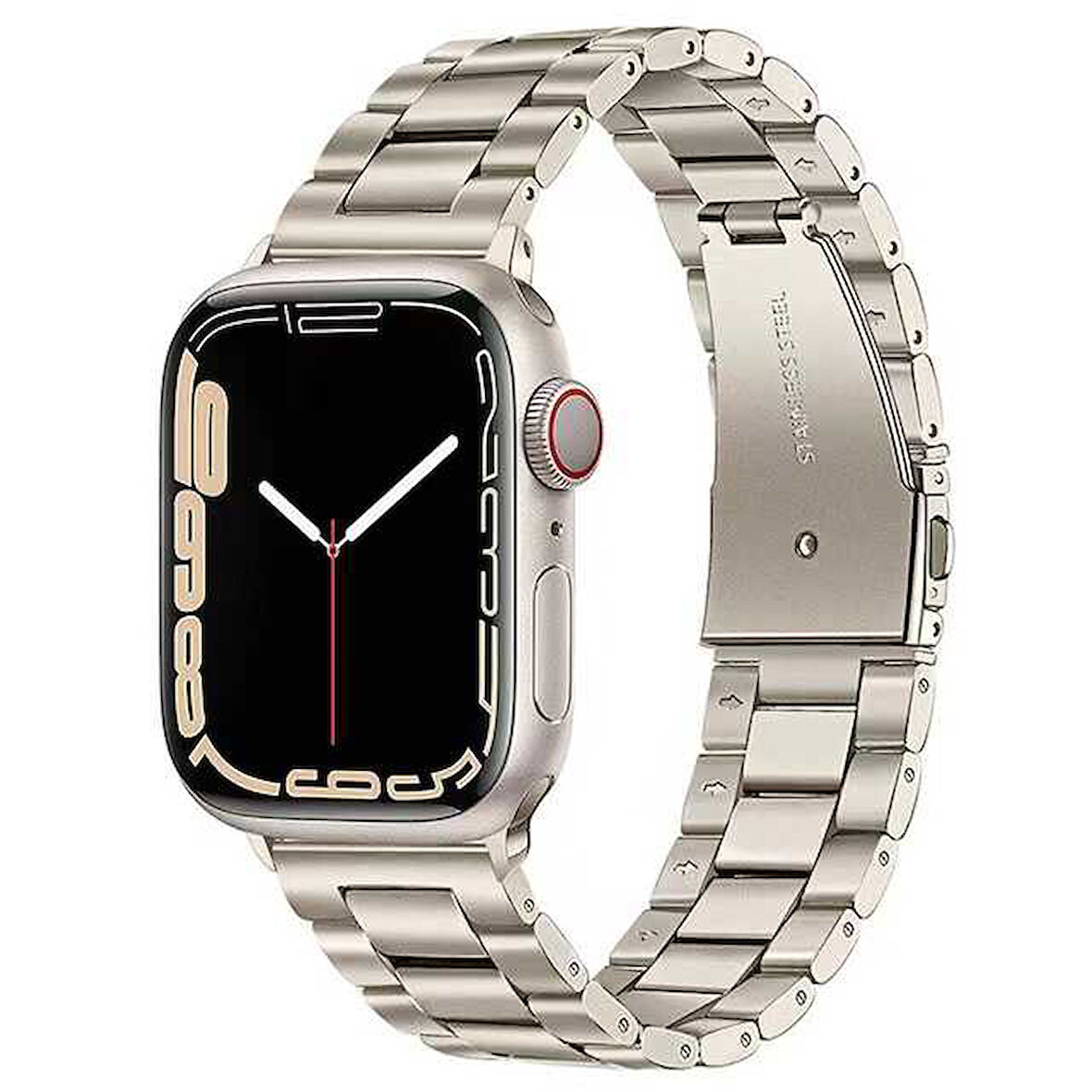 Apple Watch 1/2/3 42mm ile Uyumlu Bakla İşlemeli Metal Kordon