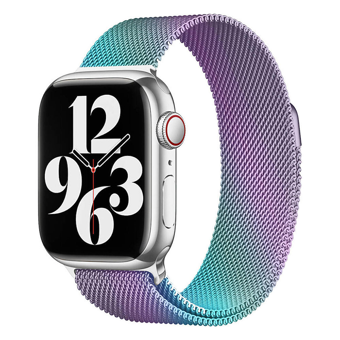 Apple Watch 4/5/6/SE (1.Nesil)/SE 44mm Uyumlu Kordon Metal Tel-Örgü İşlemeli Kordon