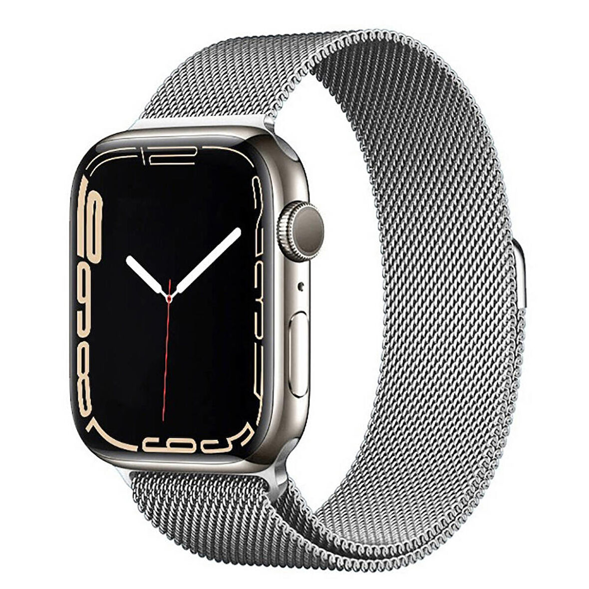 Apple Watch Ultra/Ultra2 49mm Uyumlu Kordon Metal Tel-Örgü İşlemeli Kordon