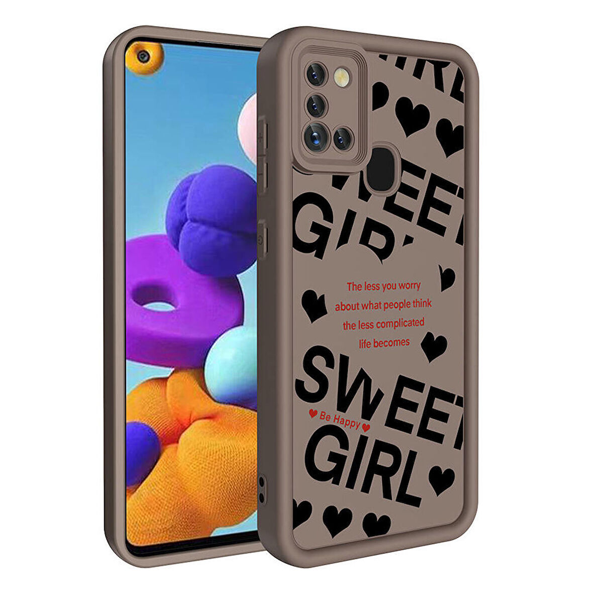 Samsung Galaxy A21S ile Uyumlu Kılıf Kamera Korumalı Yüzeyi Baskılı Arka Kapak