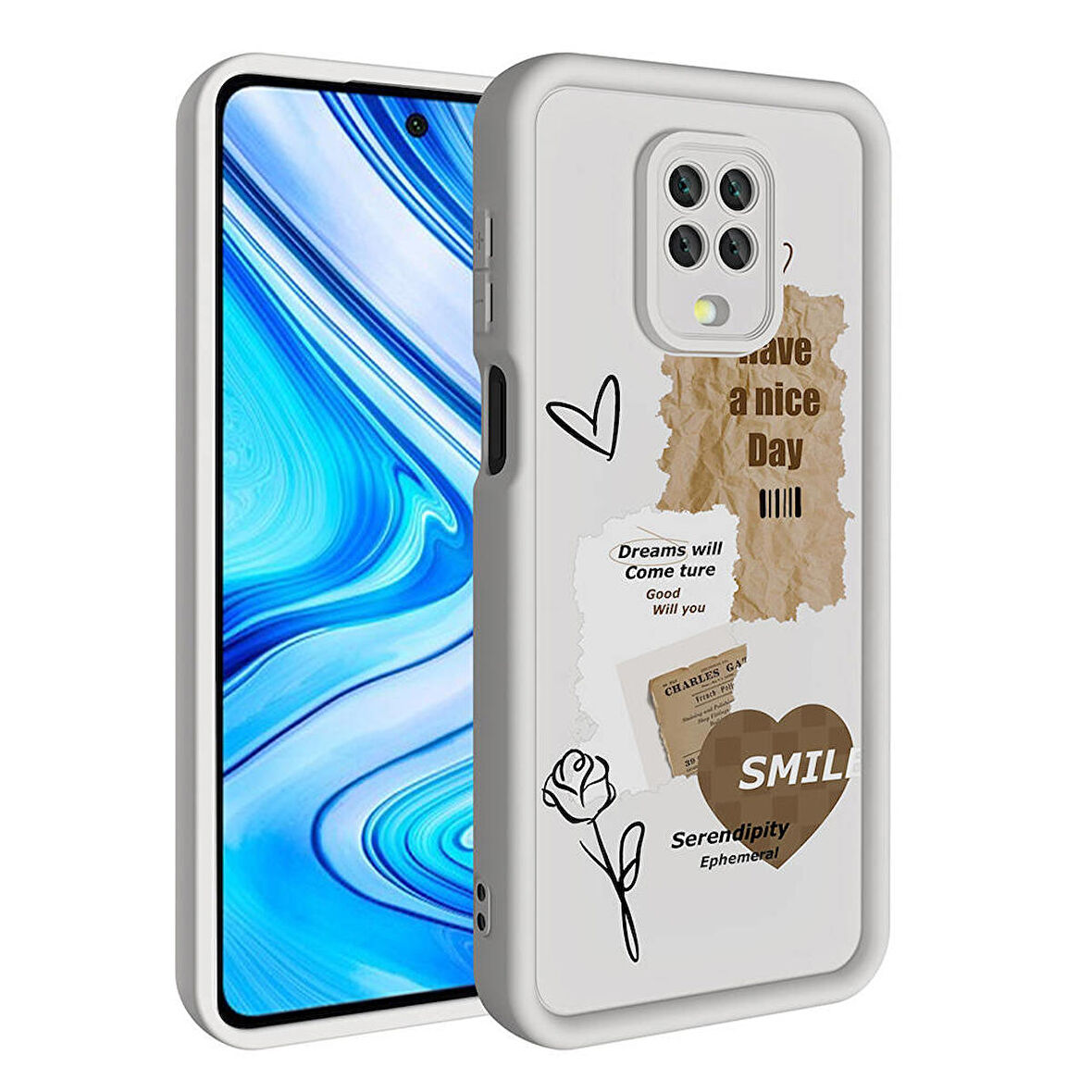 Xiaomi Redmi Note 9S ile Uyumlu Kılıf Kamera Korumalı Yüzeyi Baskılı Arka Kapak