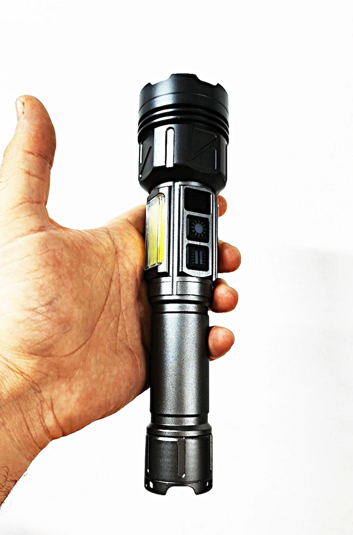 Gp-282 Uzun Menzilli Güçlü Şarjlı 10000 Lümen Zoomlu El Feneri Füme Renk