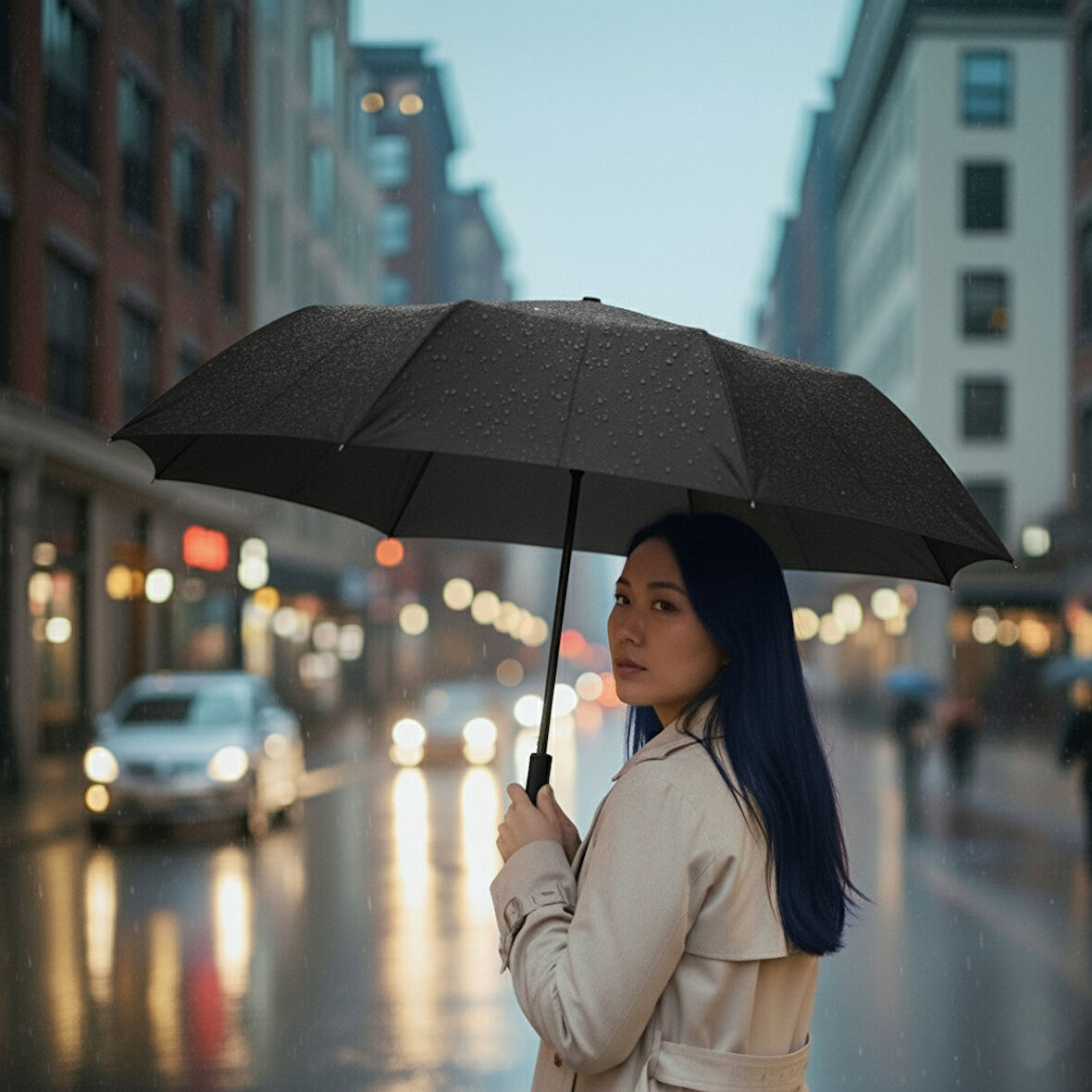 Julianna Siyah Şemsiye Otomatik Açılır & Kapanır Mekanizmalı 58x95 cm-Modern Dayanıklı Tasarım