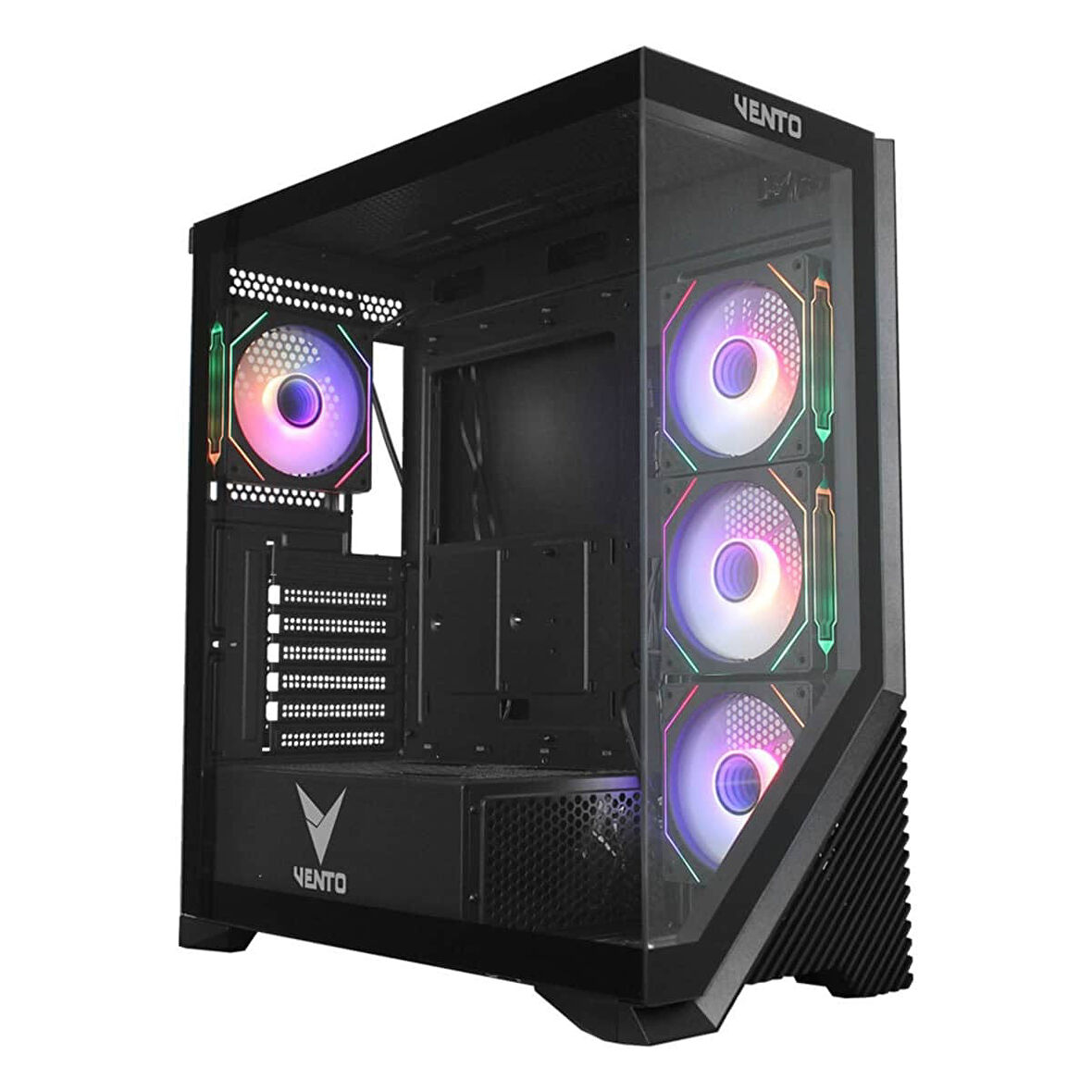 VENTO VG4202FLA 750W 80+ Bronze CAM ÖN-YAN PANEL SIYAH 4X12CM ADRESLENEBİLİR ARGB GAMING ATX KASA