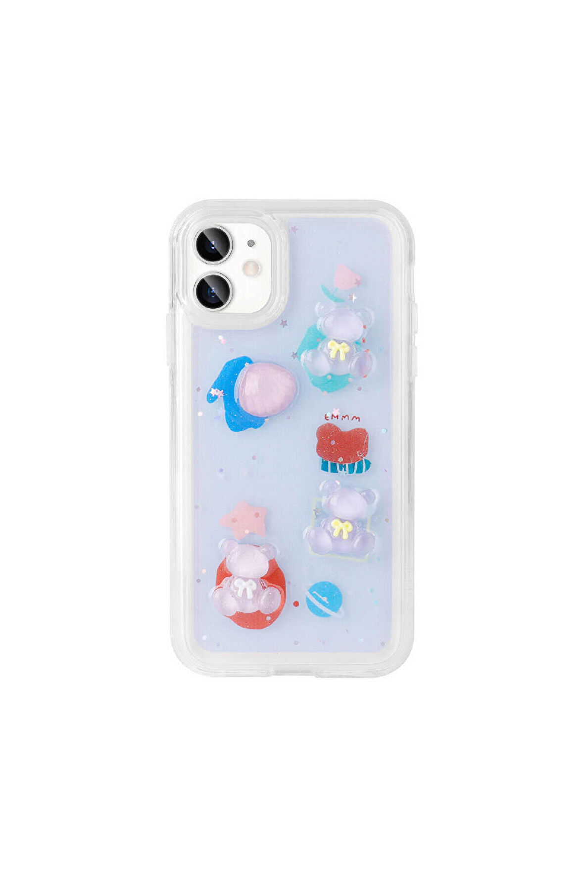 Apple iPhone 11 Uyumlu Kılıf Kabartma Figürlü Parlak Telefon Kılıfı Kapak