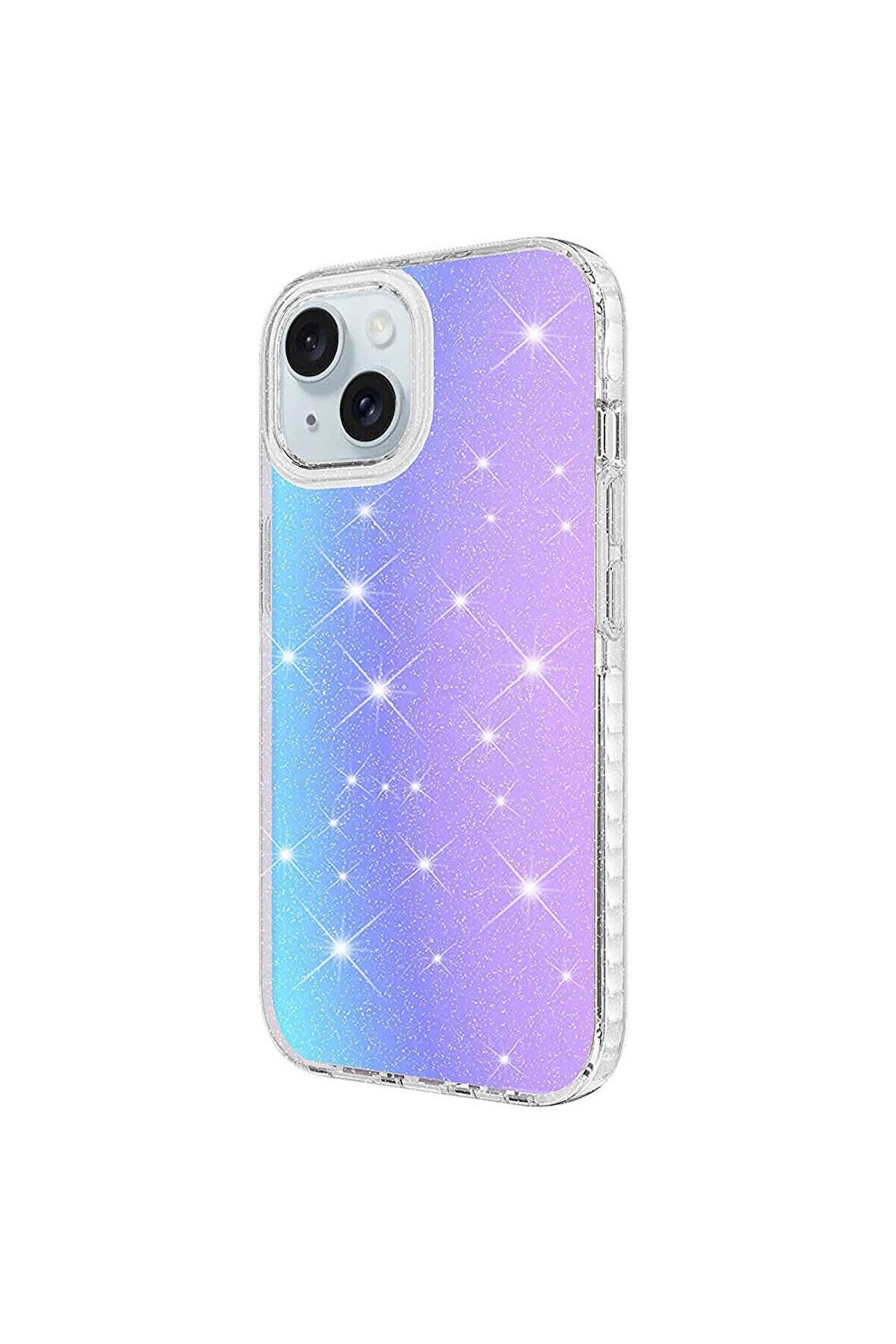 Apple iPhone 15 Plus Uyumlu Kılıf Parlak Renk Geçişli Renkli Kenarlı Telefon Kılıfı Kapak