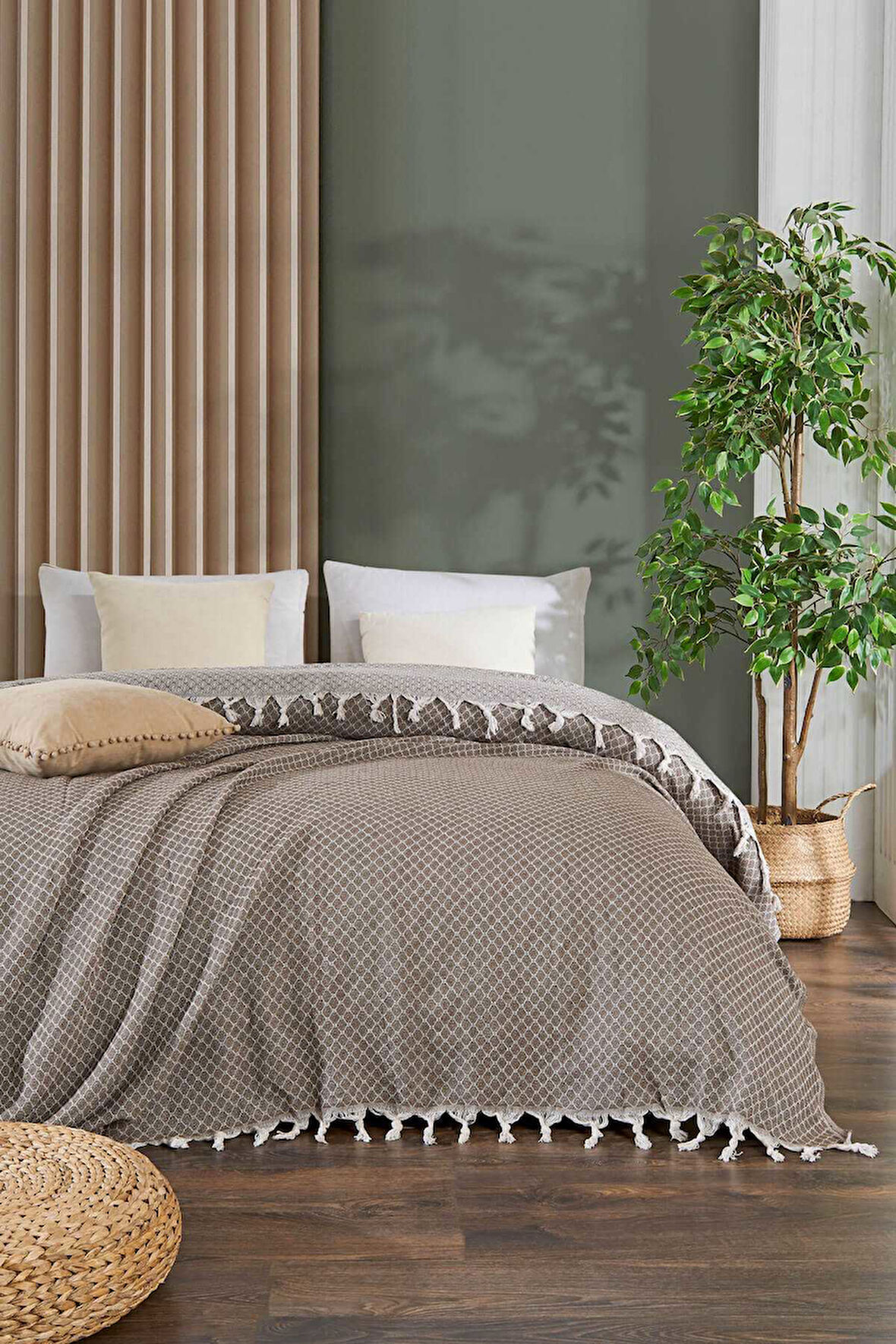 Çift Kişilik Yatak Pikesi Alice Kahverengi 200 x 230 Cm