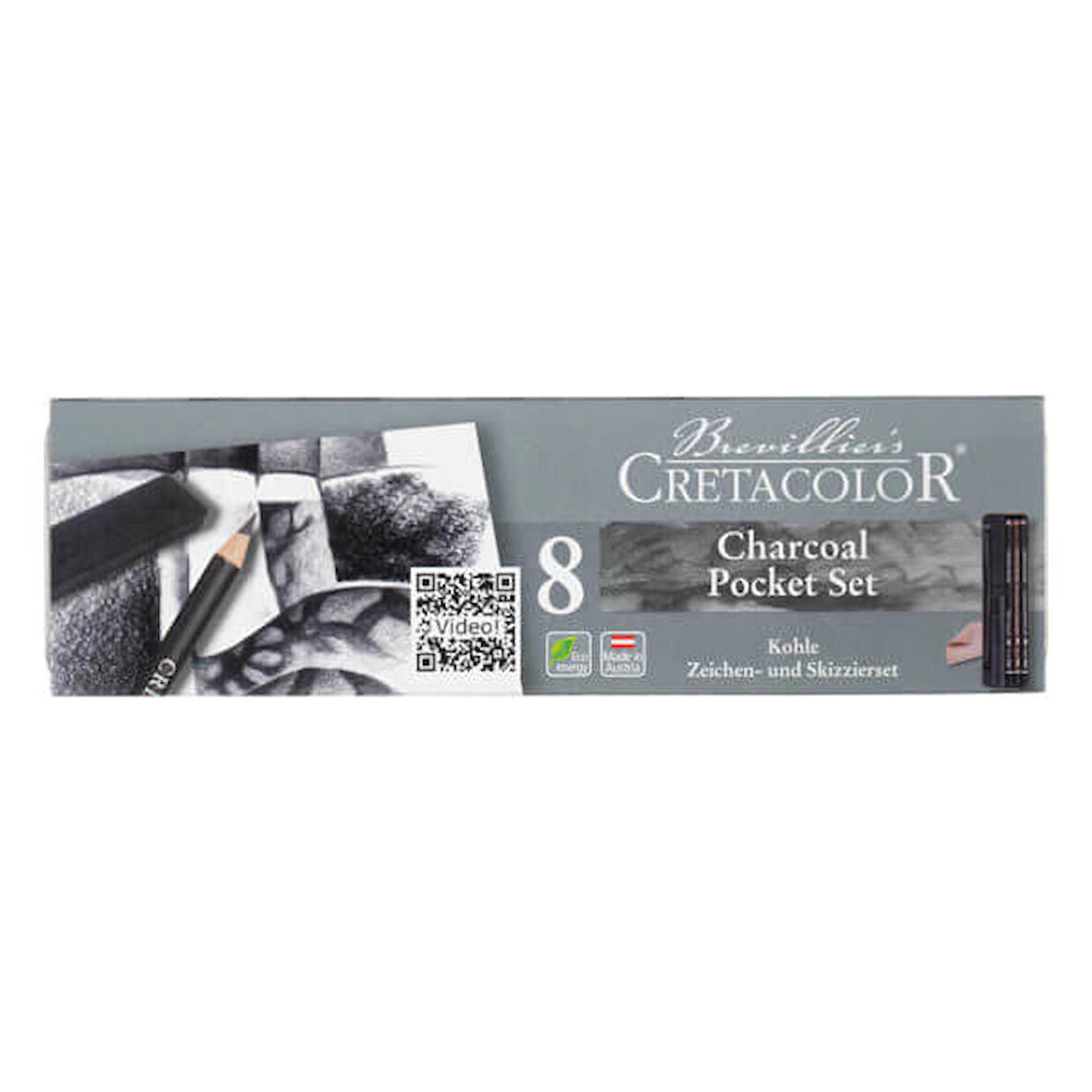 Cretacolor Charcoal Drawing Set Kömür Çizim Seti 8'li Metal Kutu / 46008