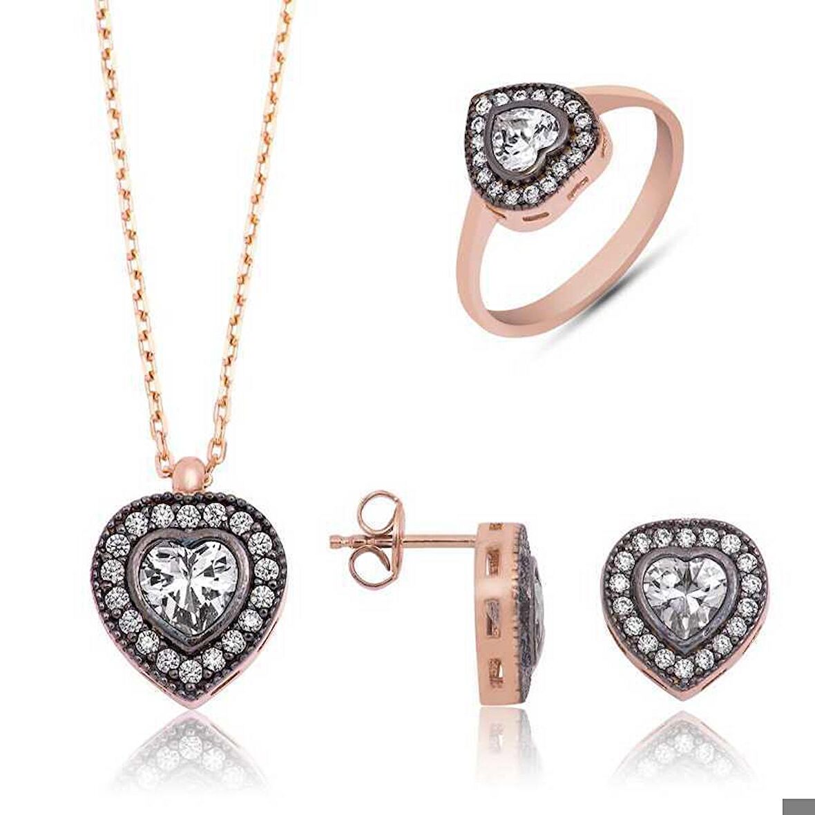 Gümüş Elmas Montür Kalpli Kadın Set