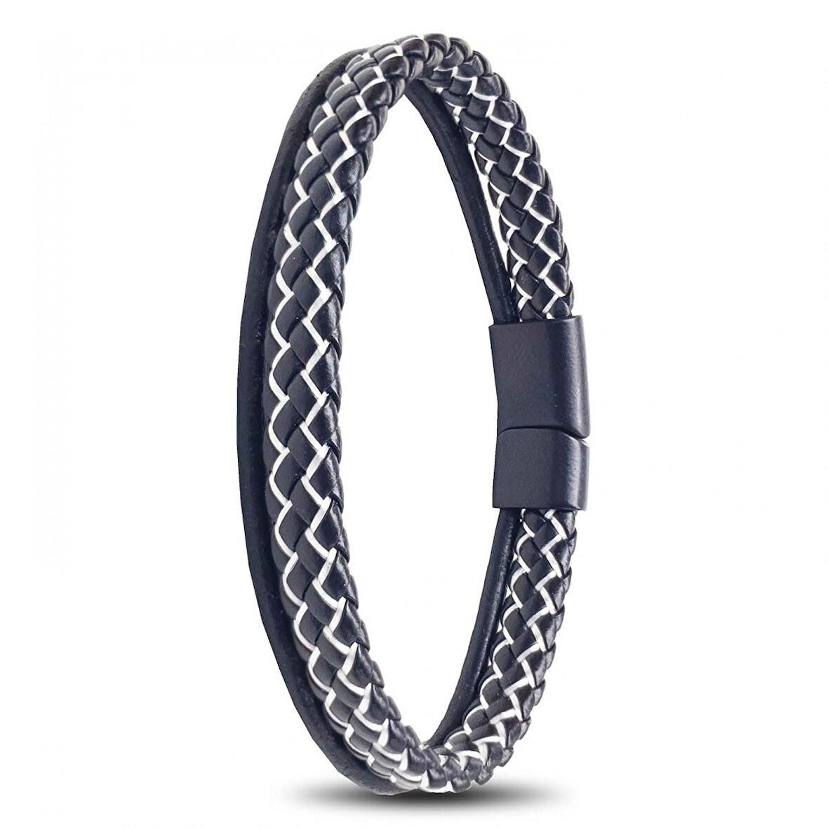   Siyah Beyaz Renk Çoklu Deri Bileklik 31833B5D7 