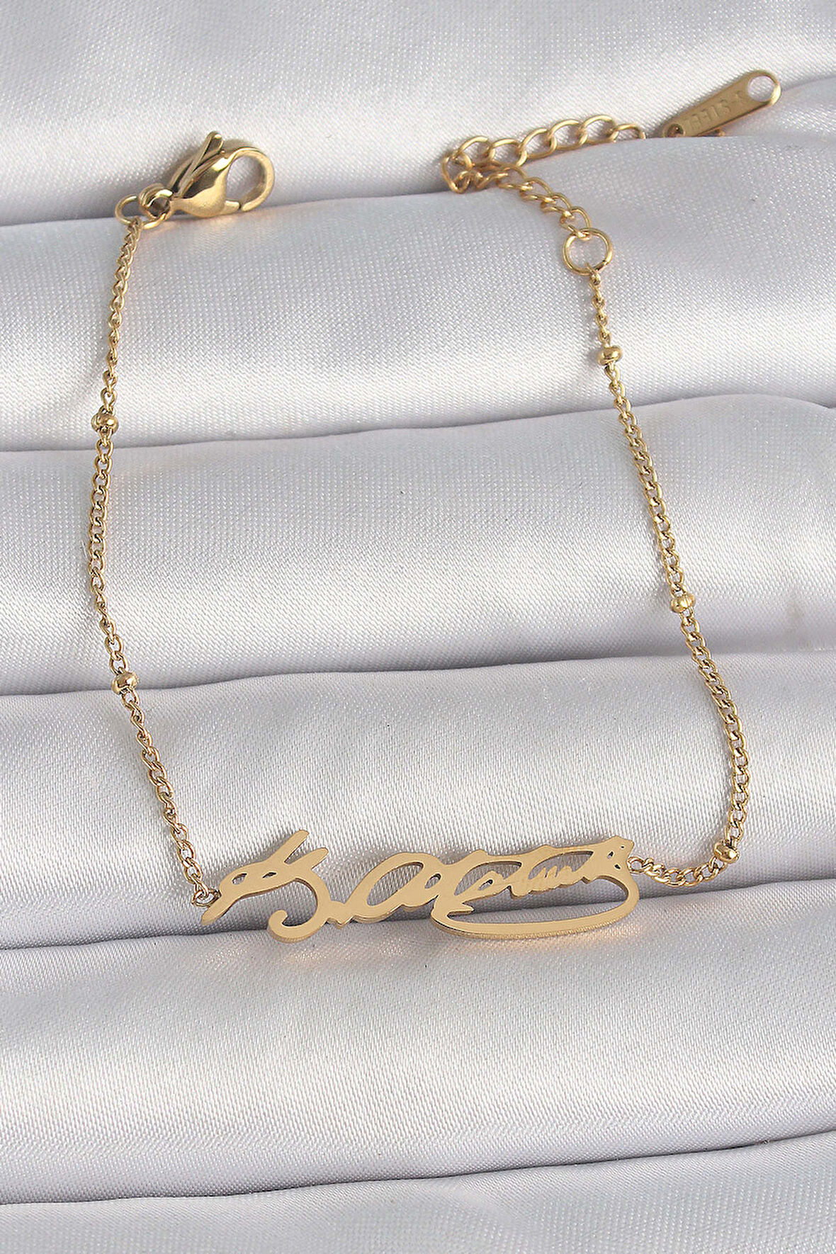 316L Çelik Gold Renk Atatürk İmza Model Kadın Bileklik