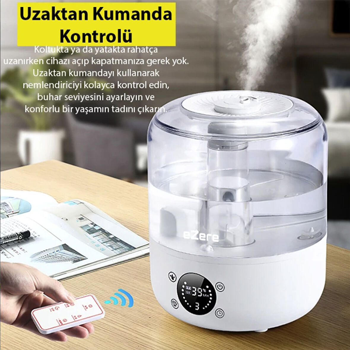 Nem sıcaklık kontrollü akıllı hava nemlendirici humidifer otomatik Büyük boy çocuk bebek odaları