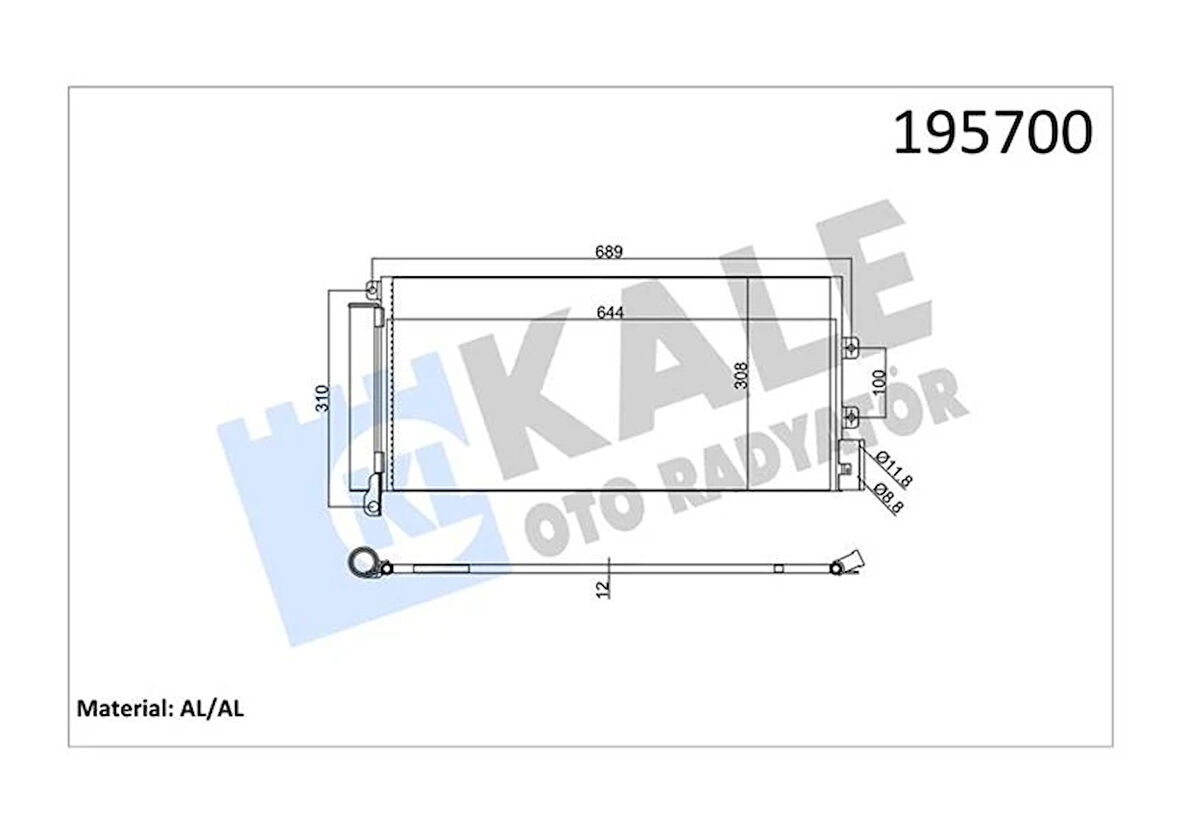 KLİMA KONDENSERİ LINEA 1.3 JTD 628X305X12 1 SIRA ALB SİSTEM 51785227 1785227