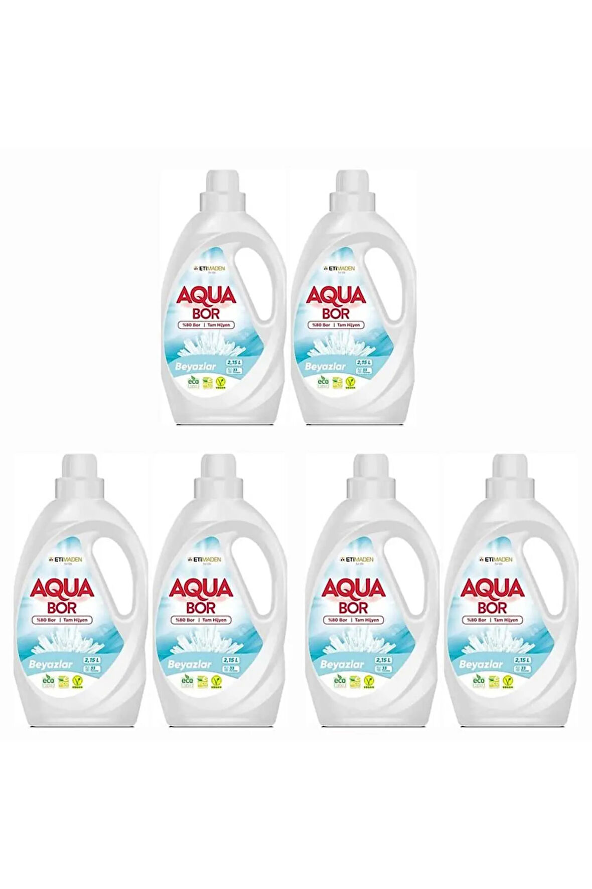 AQUABOR SIVI ÇAMAŞIR DETERJANI BEYAZLAR İÇİN 6 ADET 198 YIKAMA DOĞAL MİNERALLİ