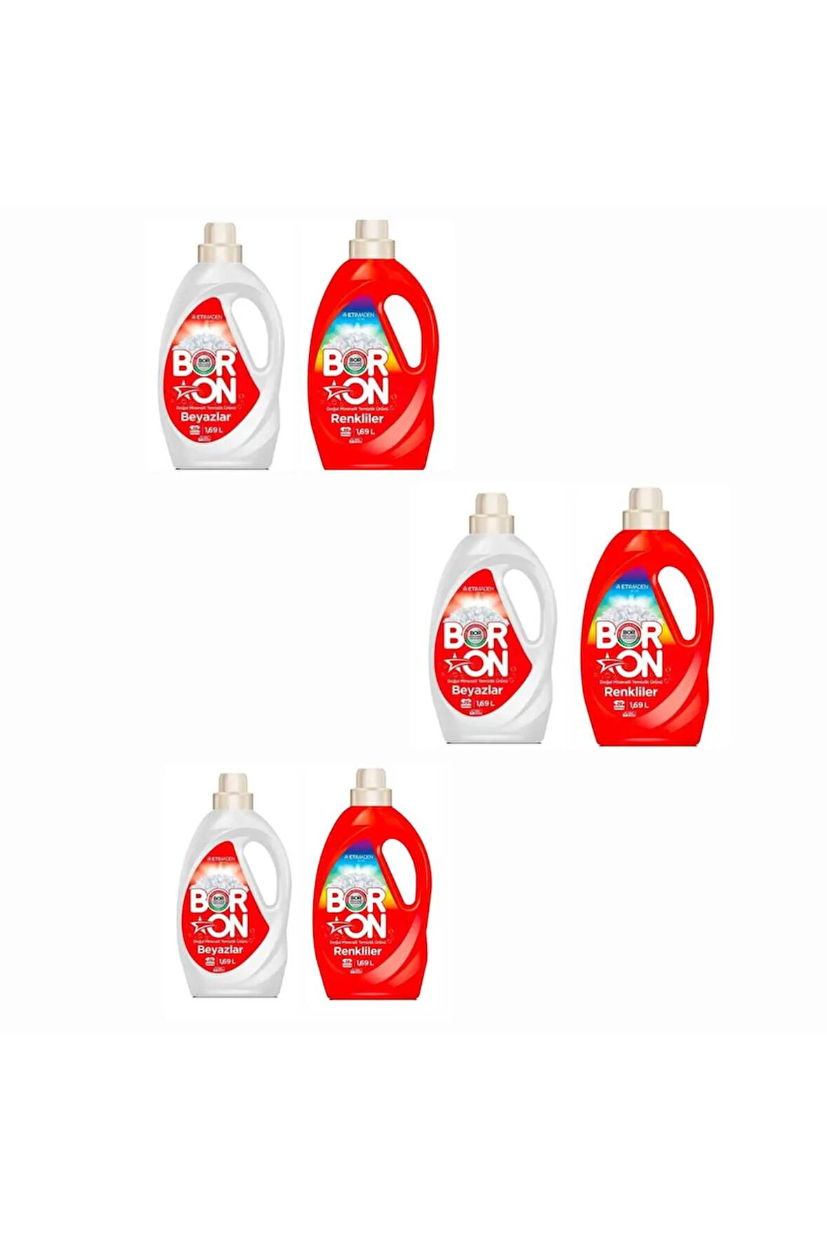 DOĞAL MİNERALLİ SIVI ÇAMAŞIR DETERJANI 3 BEYAZLAR+3 RENKLİLER İÇİN 156 YIKAMA