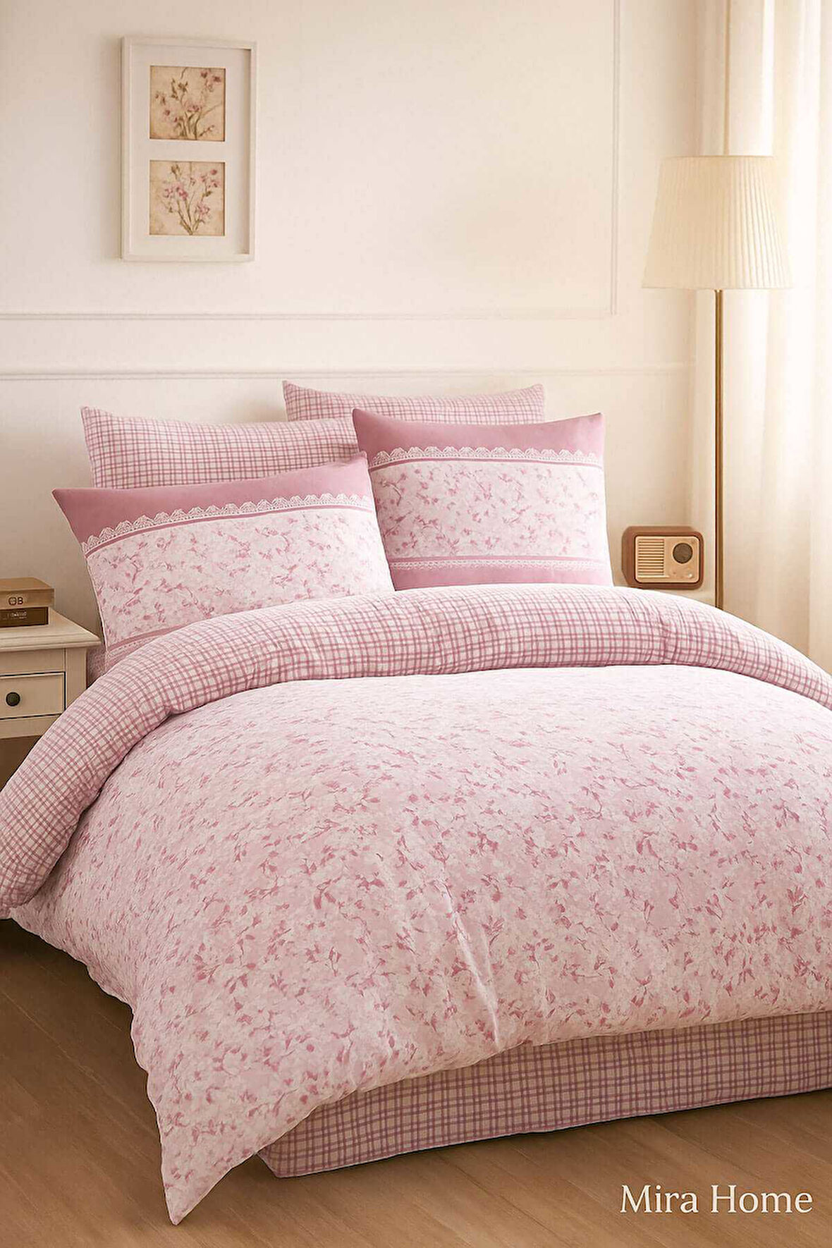 Çift Kişilik Pamuklu Nevresim Takımı Romantic Pink Çiçekli