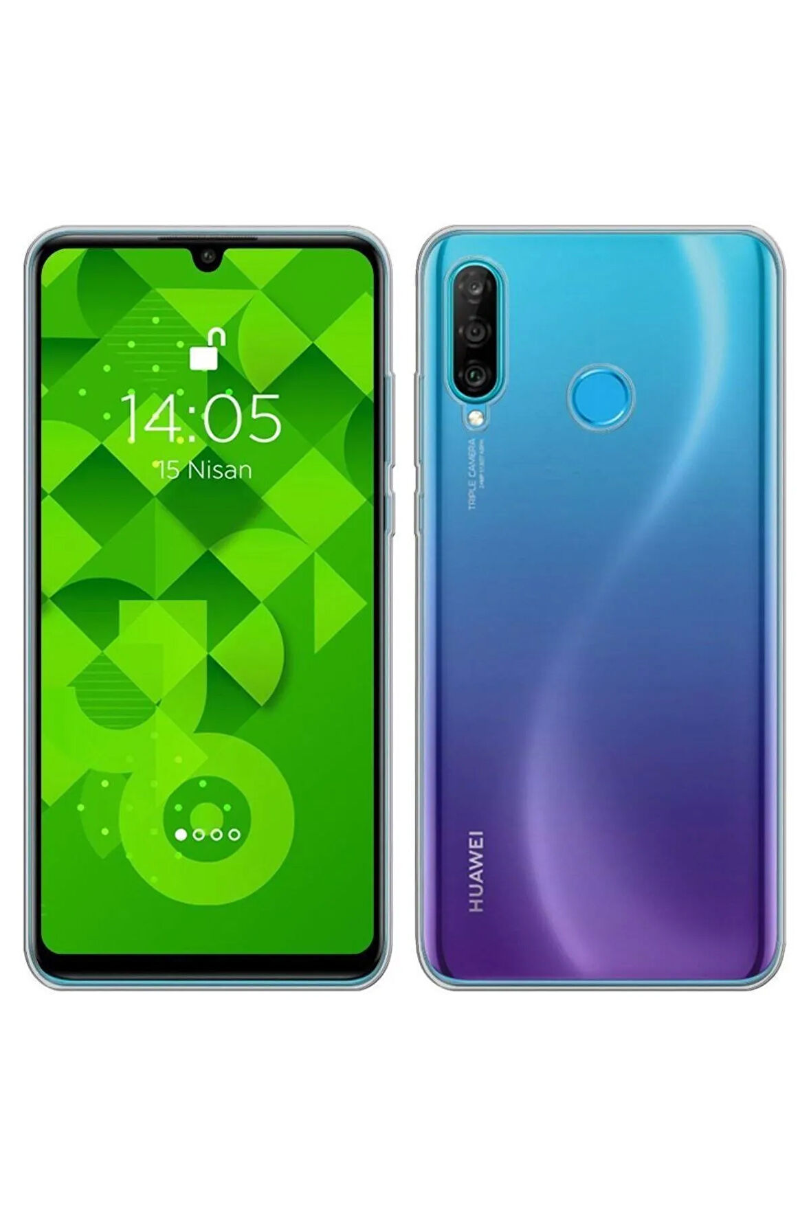 Huawei P30 Lite Ultra Ince Ekran Koruyucu Nano Cam Extra İnce + Silikon Kılıf 2'li Paket