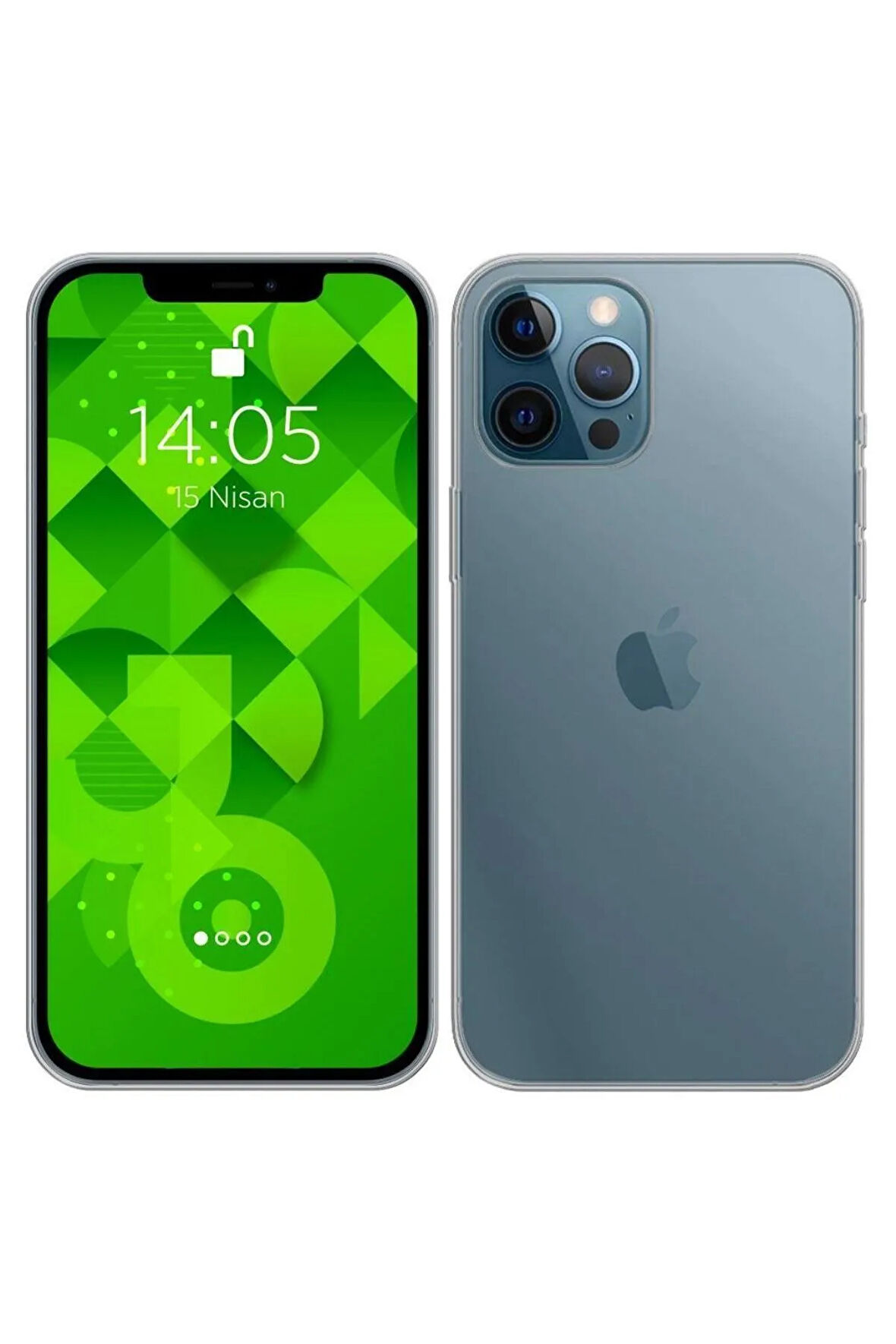 Iphone 12 Pro Max Uyumlu Ekran Koruyucu Ultra Ince Cam + Silikon Kılıf 2'li Paket