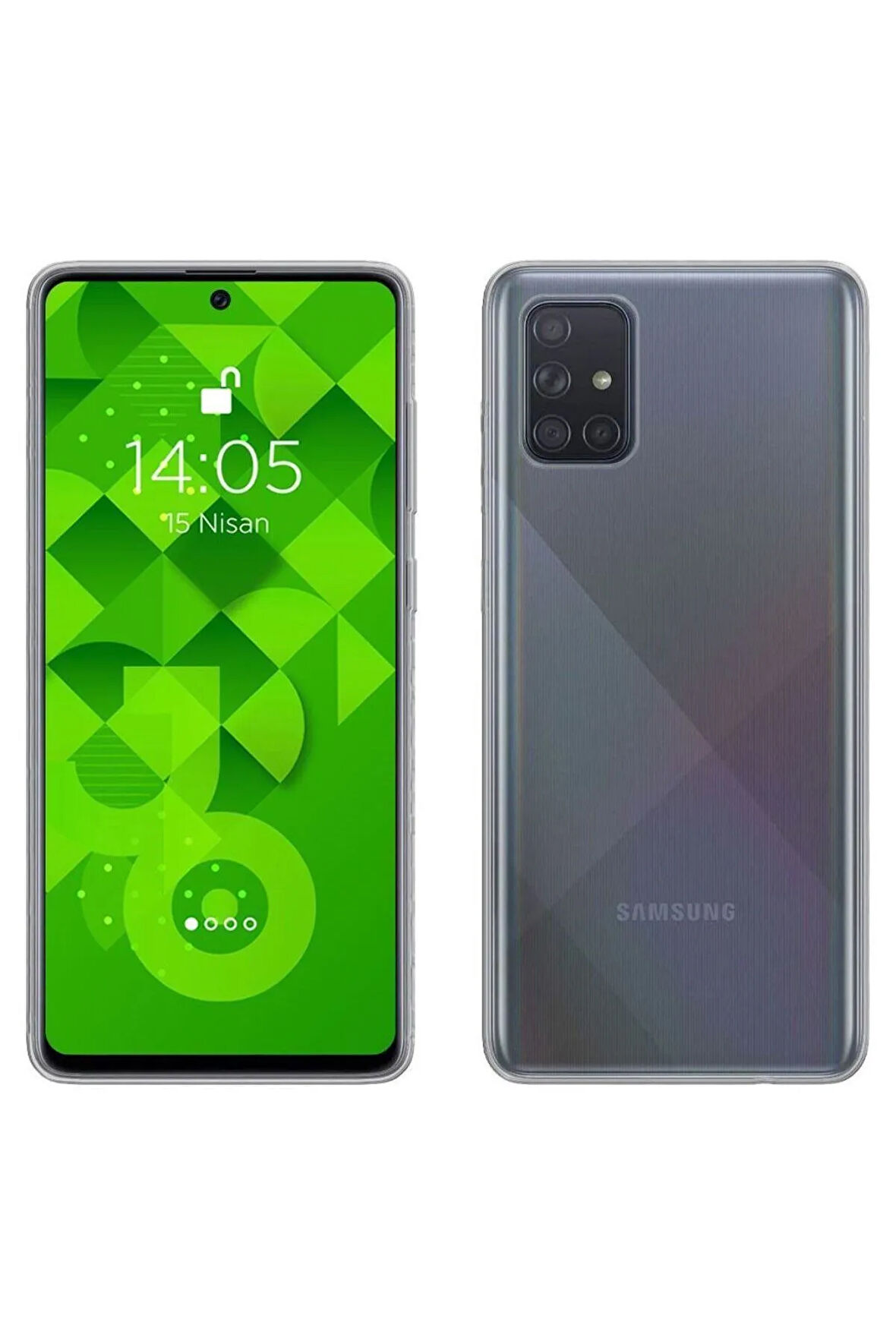 Samsung Galaxy A71 Ekran Koruyucu Kırılmaz Cam Koruma Şeffaf Extra İnce + Silikon Kılıf 2'li Paket