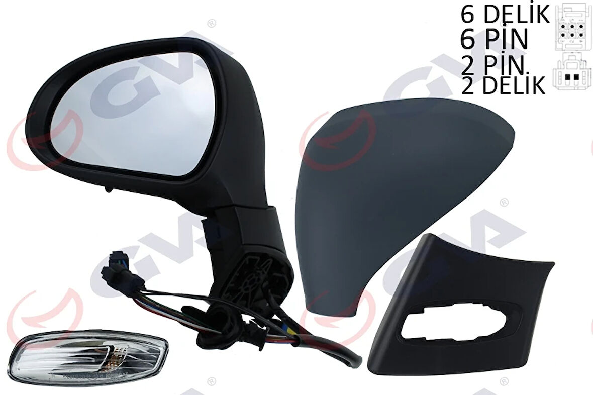 DIŞ DİKİZ AYNASI SOL 308 2007 ELEKTRİKLİ ISITMALI SİNYALLİ SENSÖRLÜ ASTARLI KONVENKS 6 FİŞ VM-6308EHPSR 8153 NE 8152F1 8151LX