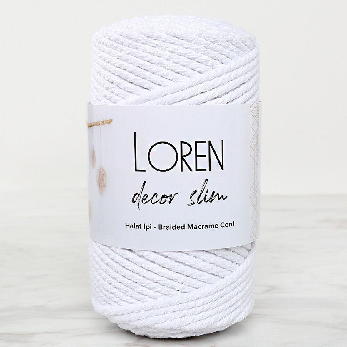 Loren Decor Slim 3 Büküm Makrome İpi Beyaz - L001