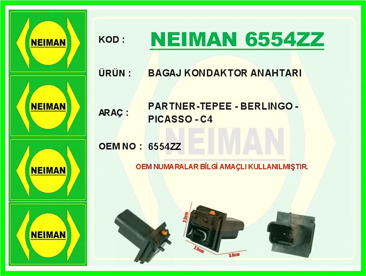 BAGAJ KONDAKTOR ANAHTARI PARTNER-TEPEE - BERLINGO - PICASSO - C4 6554ZZ