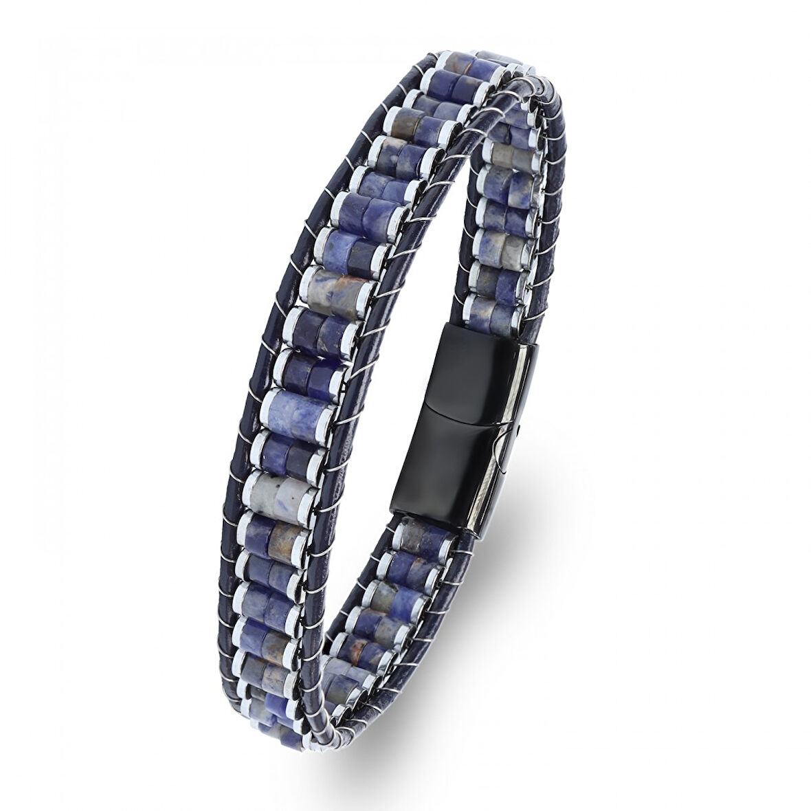  FM Orijinal Deri, Lapis Doğaltaş ve 316L Titanyum Çelik Erkek Bileklik 31832B22D10 