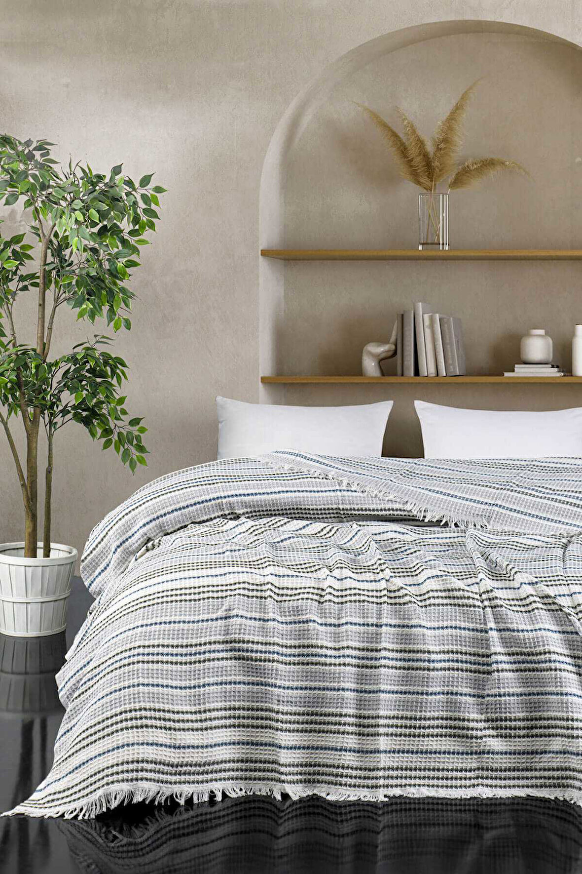 Çift Kişilik Yatak Pikesi Güneş Haki 200 x 230 Cm