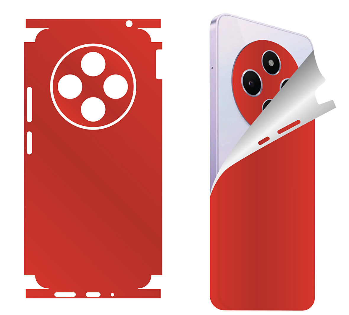 Xiaomi Redmi 14c için uyumlu 360 full arka kaplama koruma sticker Kılıfsız kullanım - KIRMIZI