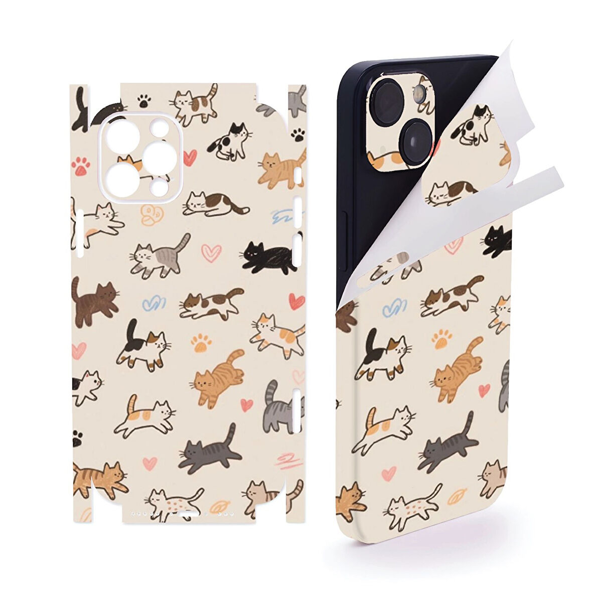 Apple İphone 14 full kaplama koruma sticker kılıfsız kullanım çizilme önleyici KEDİLER