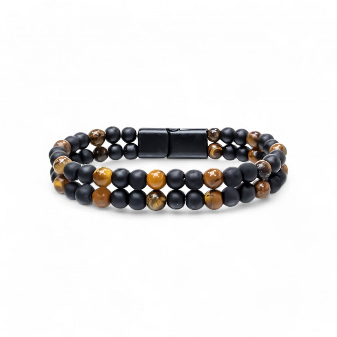  FM Çift Oniks Ve Kaplangözü Çelik Bileklik 31832B20D4 