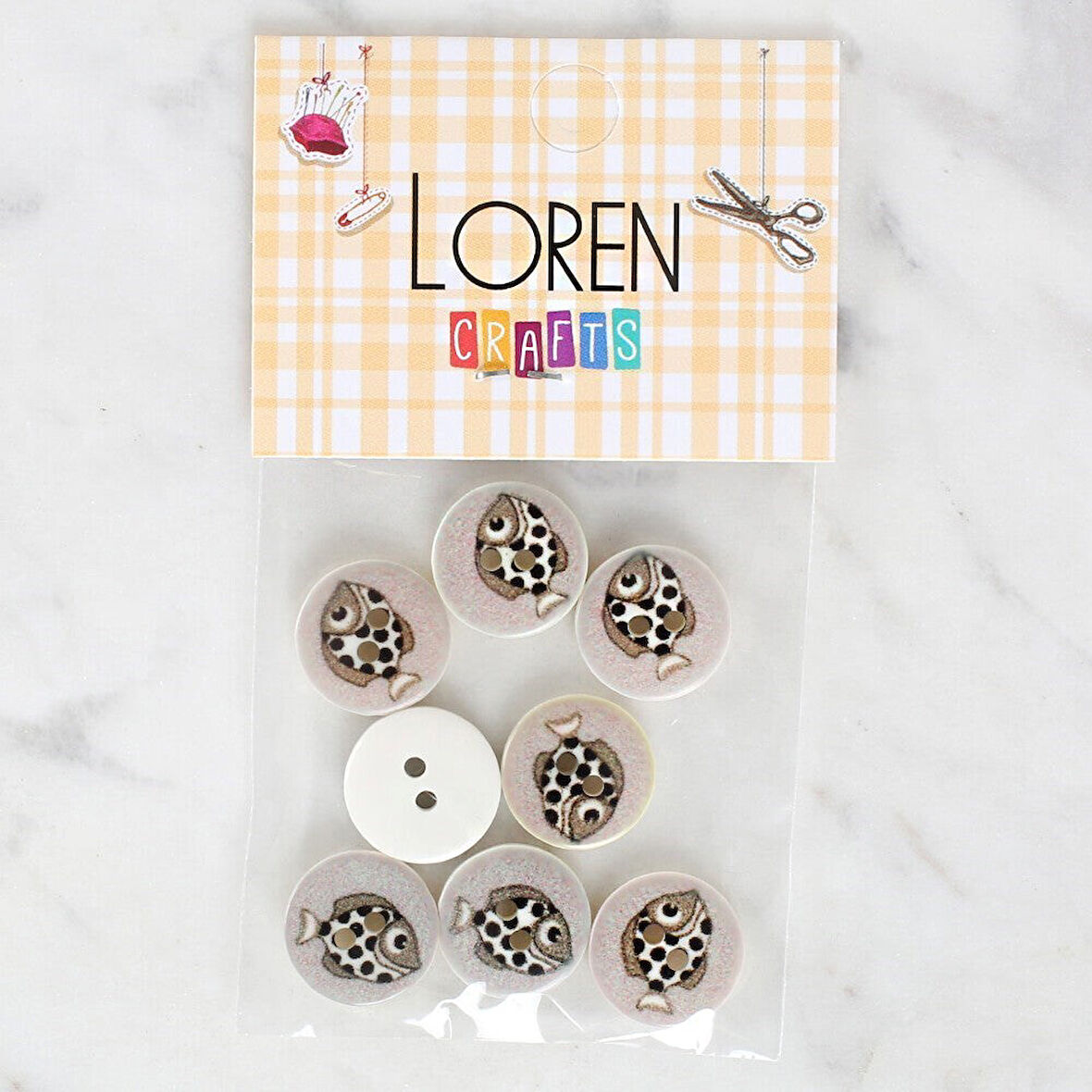 Loren Crafts 8'li Balık Düğme - 1164