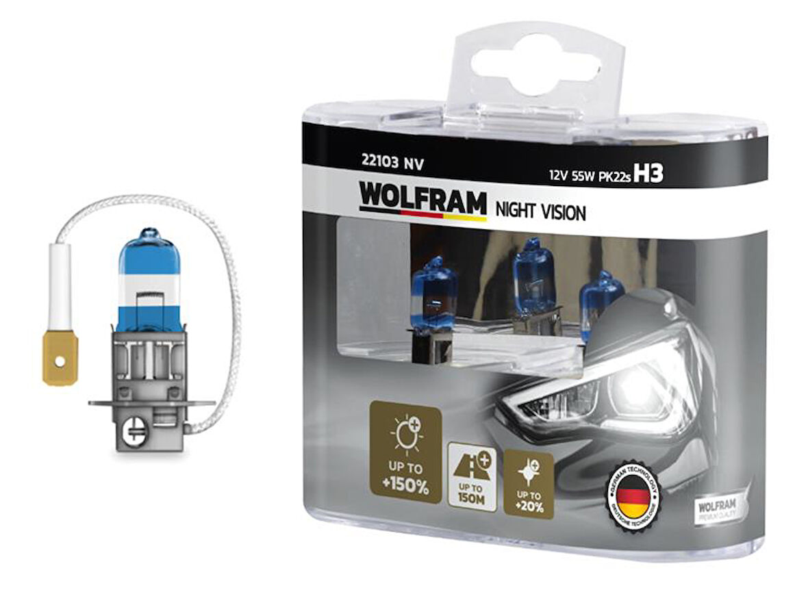 AMPUL 125 H3 55 PK22S NIGHT VISION 150 FAZLA 20 BEYAZ IŞIK